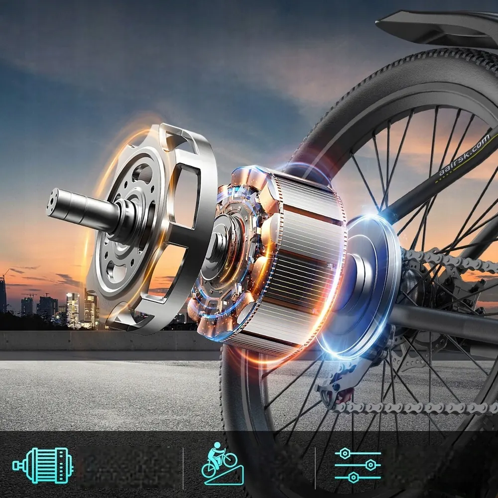 Frenos de disco mecánicos en la bicicleta eléctrica Aairsk GT900.