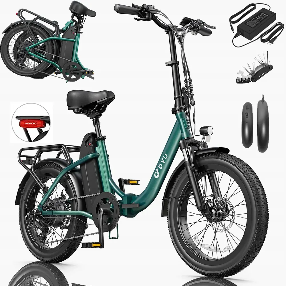 Bicicleta eléctrica plegable DYU C9 con frenos de aceite y velocidad máxima de 25 km/h