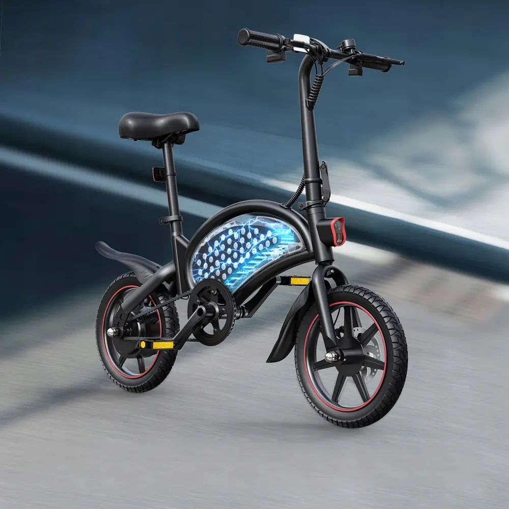 Bicicleta eléctrica plegable DYU D3F con cuadro de talla M.