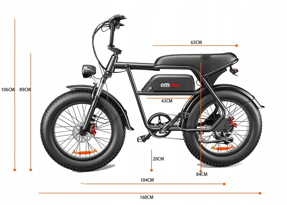 Bicicleta eléctrica EMOKO C99 parcialmente ensamblada y ajustada