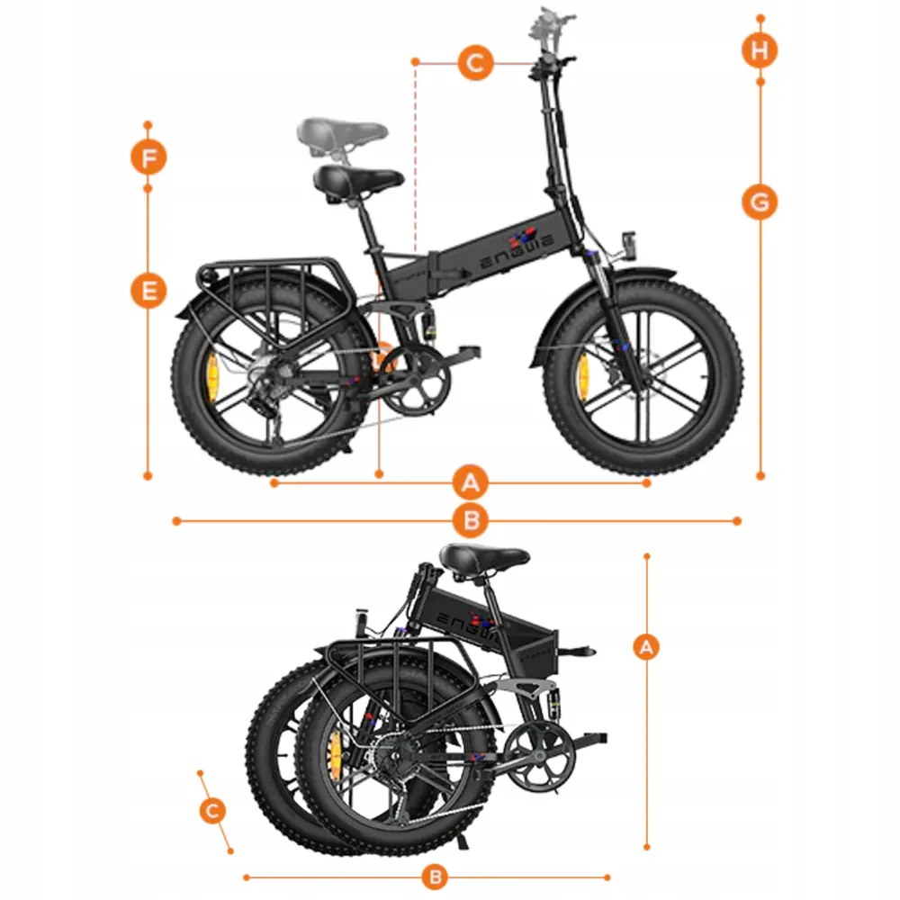 Bicicleta eléctrica ENGWE ENGINE X negra con cuadro de aluminio y batería integrada.