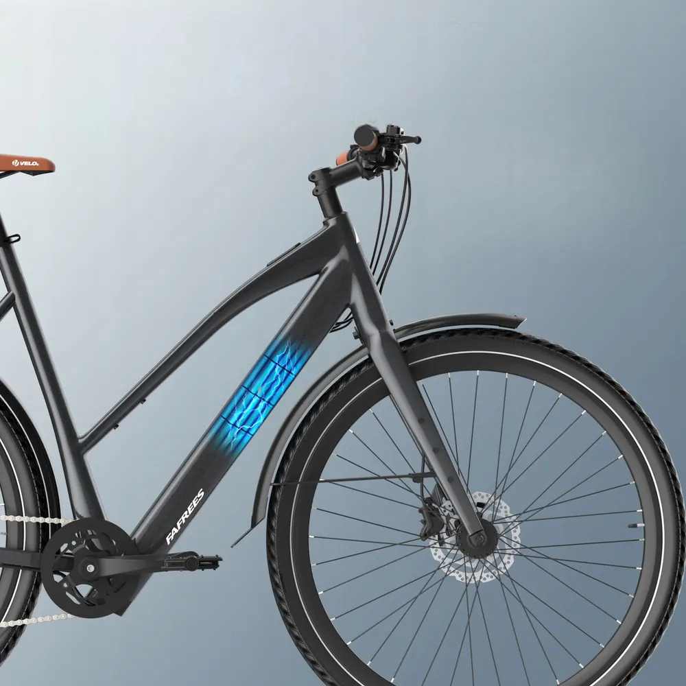 Frenos de disco hidráulicos en la bicicleta eléctrica FAFREES 700C.