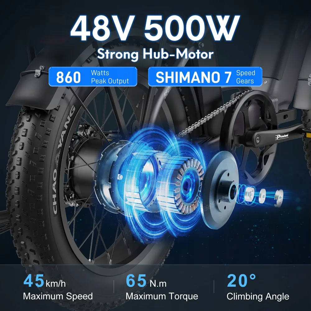 Logotipo de la marca Fafrees en la bicicleta eléctrica FF20 Polar.