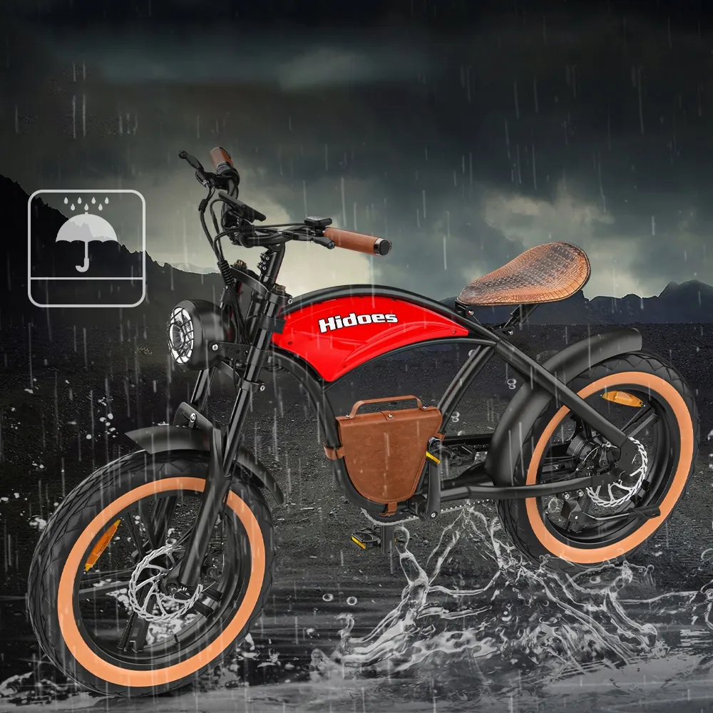 Detalle del cuadro rojo de la bicicleta eléctrica HIDOES B10