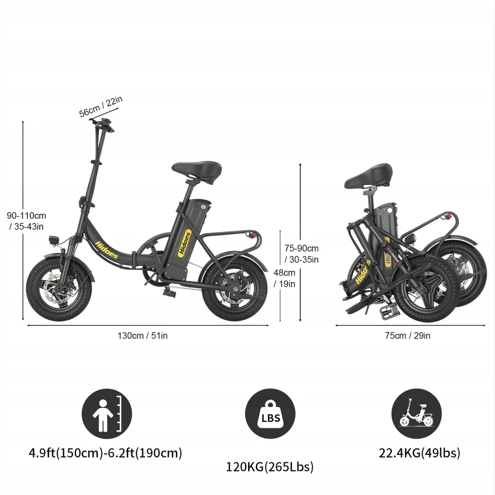 HIDOES C5 Bicicleta Eléctrica Plegable image 4