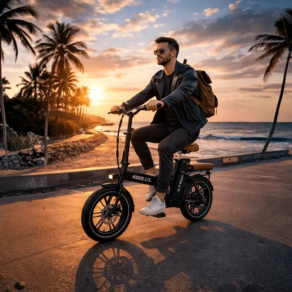 Bicicleta eléctrica plegable KOOLUX X10 350W 36V 13Ah con app, diseño unisex.