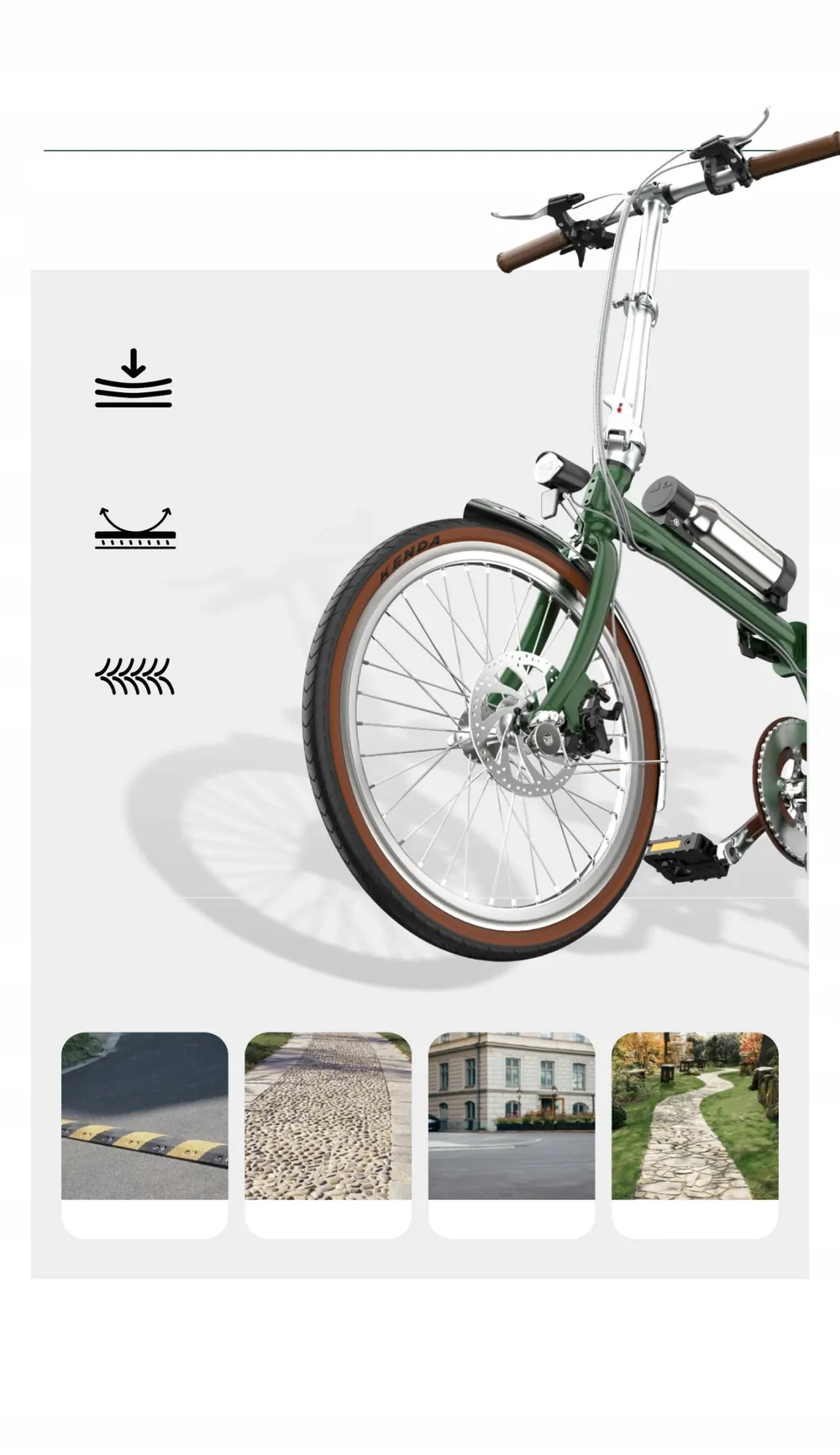 Bicicleta eléctrica ONESPOT OT02 PRO 250W en color verde.
