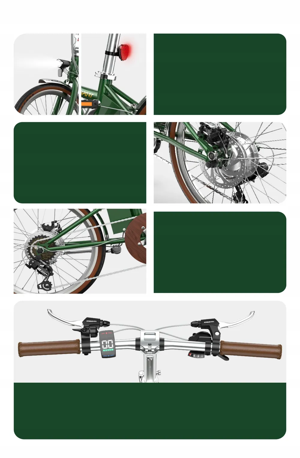 Motor de 250W de la bicicleta eléctrica ONESPOT OT02 PRO.