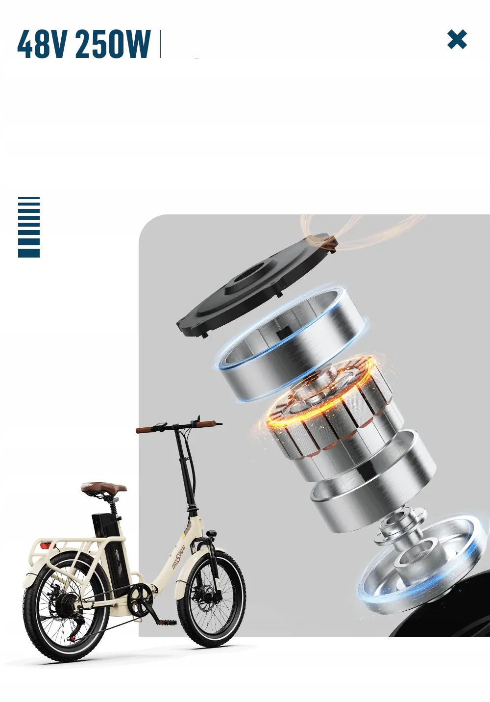 ONESPORT OT16-2 Bicicleta Eléctrica Plegable image 9