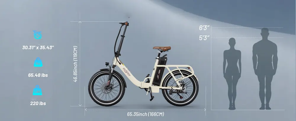 Motor de 250W de la bicicleta eléctrica plegable ONESPOT OT16-2 eficiente