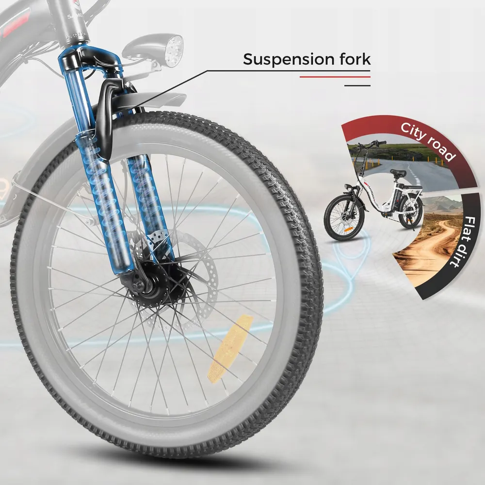 SAMEBIKE CY20 bicicleta eléctrica con motor de 250W y batería de 36V.