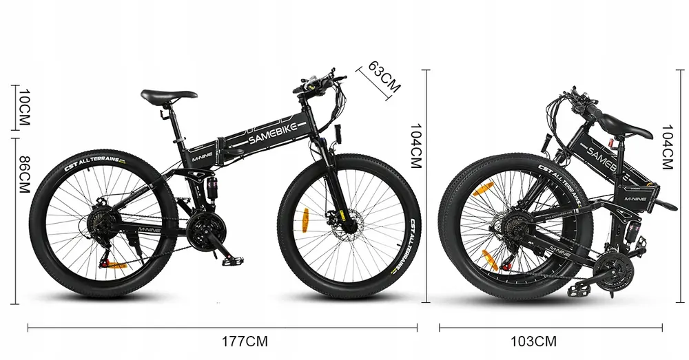 Bicicleta eléctrica unisex SAMEBIKE LO26-II-FT-YD plegable y potente