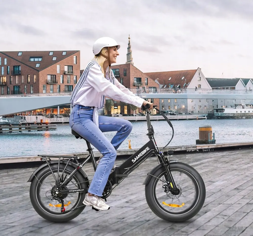 Marca SAMEBIKE en el cuadro de la bicicleta eléctrica LOTDM200-II