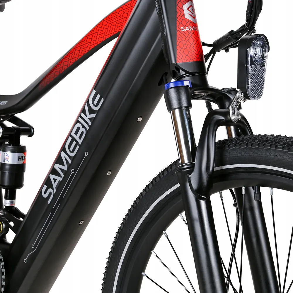 Bicicleta eléctrica Samebike XD26-II con cuadro de aluminio y frenos hidráulicos.