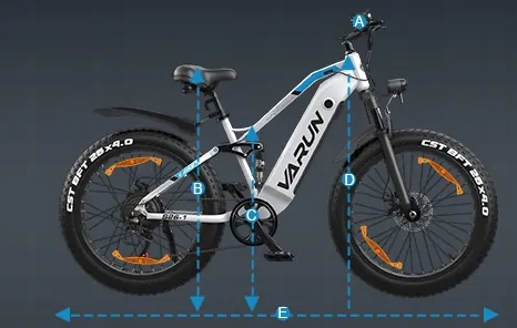 Bicicleta eléctrica VARUN 26X4.0 apta para usuarios de 160 a 195 cm