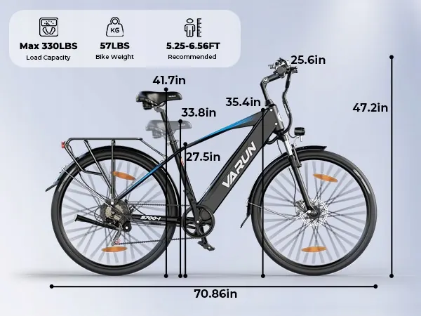 VARUN S700-1 Bicicleta Eléctrica Urbana image 14
