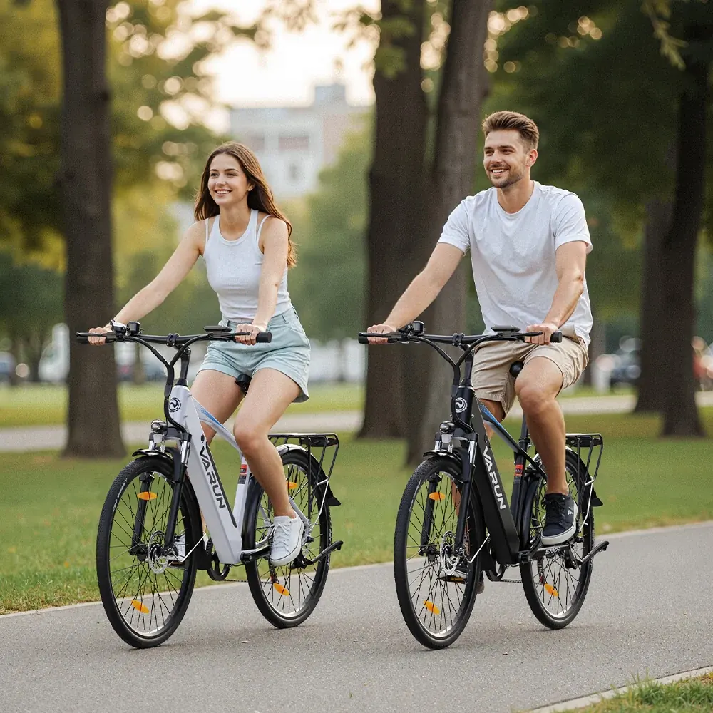 Varun S700-1 bicicleta eléctrica urbana blanca 28 pulgadas para usuarios de 150-190 cm