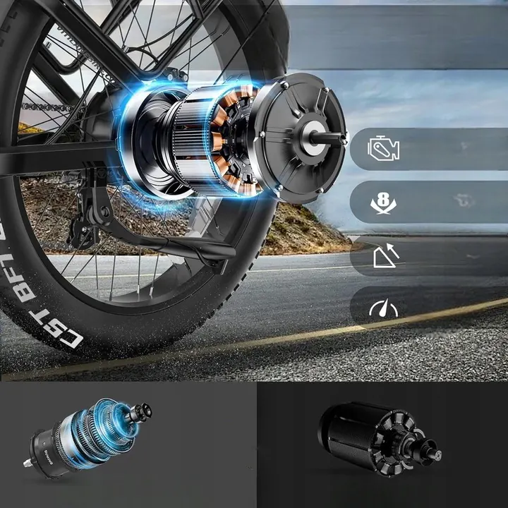 Motor de 1600W de la bicicleta eléctrica VITILAN T7 PRO, detalle del cubo.