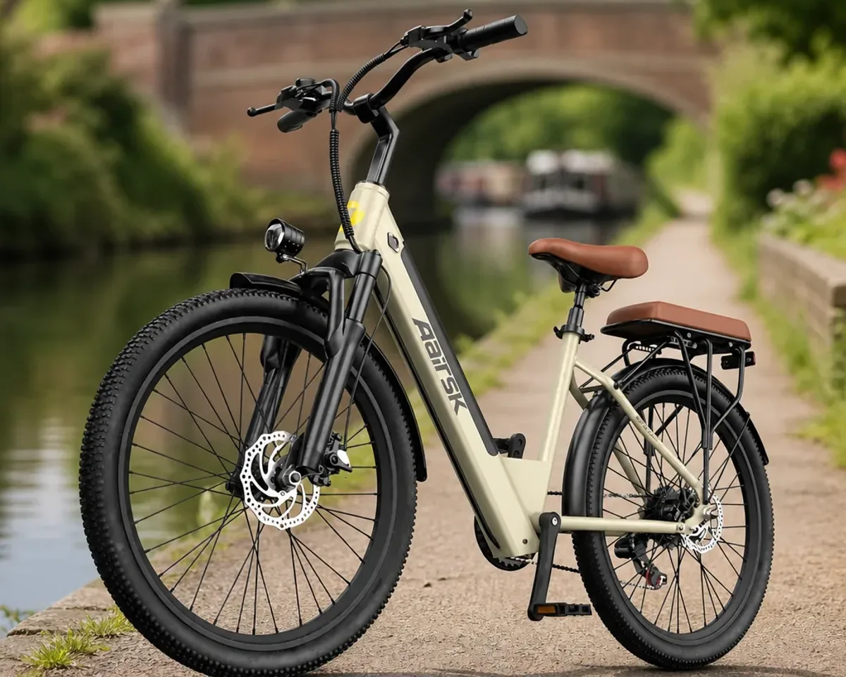 Bicicleta eléctrica AAIRSK S600 en una calle urbana de España