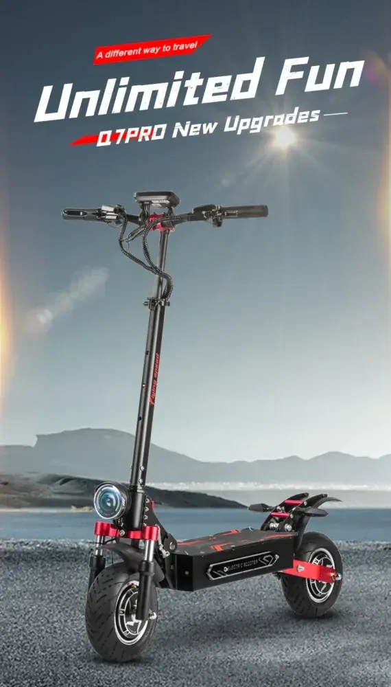 Freno hidráulico de disco delantero del Boyueda Q7 Pro Max, con pinza y rotor.