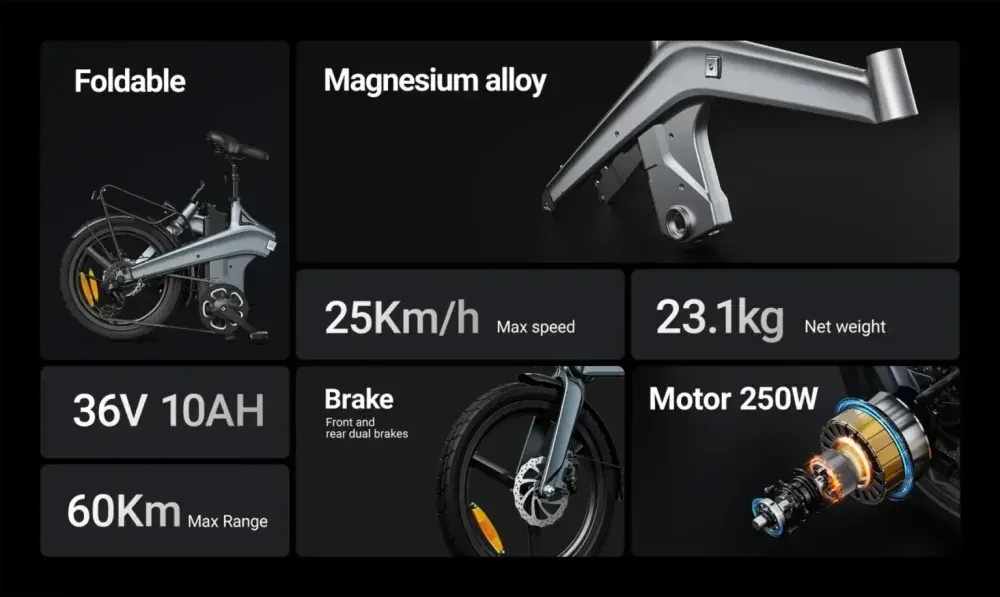 DYU T1 Bicicleta Eléctrica Plegable de 20 Pulgadas image 4