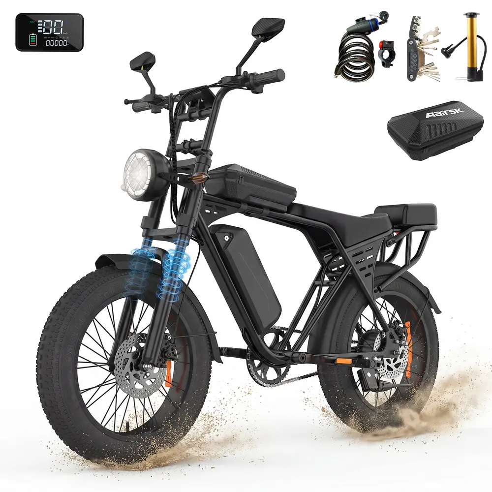 Bicicleta eléctrica fat bike 20 pulgadas montaña con batería 48V 15Ah y autonomía 48-60 km