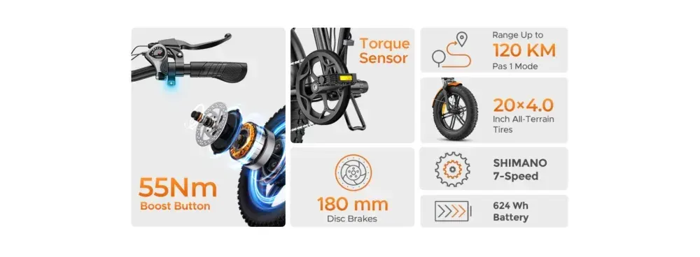 Engwe EP-2 Boost Bicicleta Eléctrica Plegable Fat Bike image 4