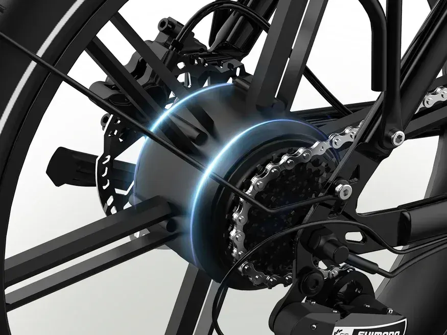 Koolux BK6S PRO, motor de 750W en la rueda trasera, detalle de potencia y robustez.