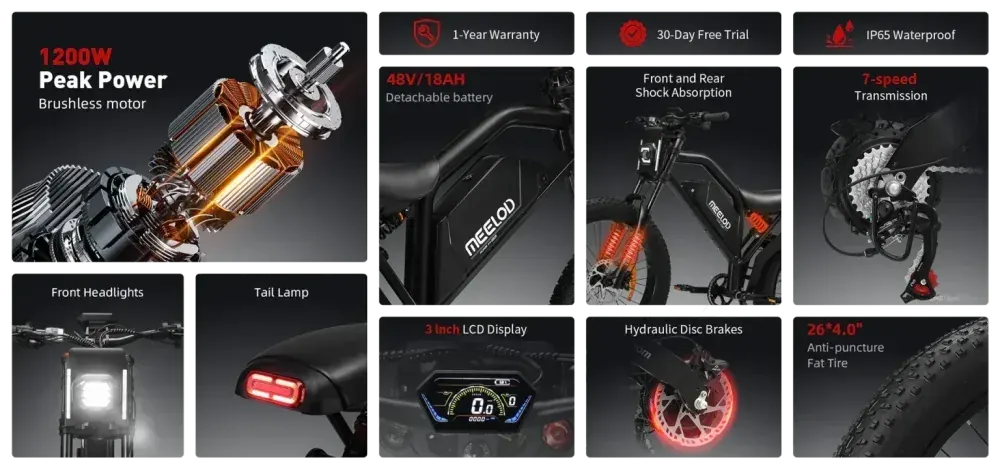 Meelod XT600 Bicicleta Eléctrica Fat Tire image 3