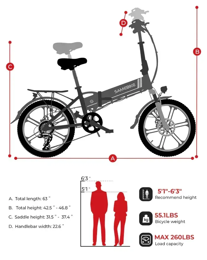 Samebike 20LVXD30-II Bicicleta Eléctrica Plegable image 2