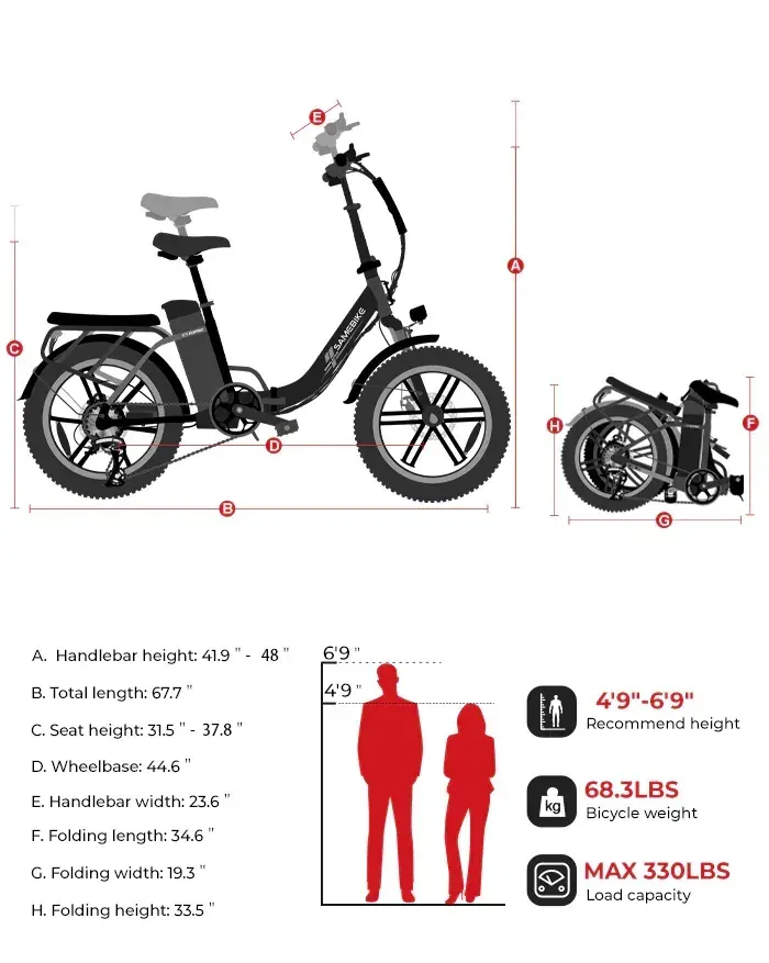 Samebike CY20 Pro en vista lateral completa, con ruedas gruesas y cuadro plegable.