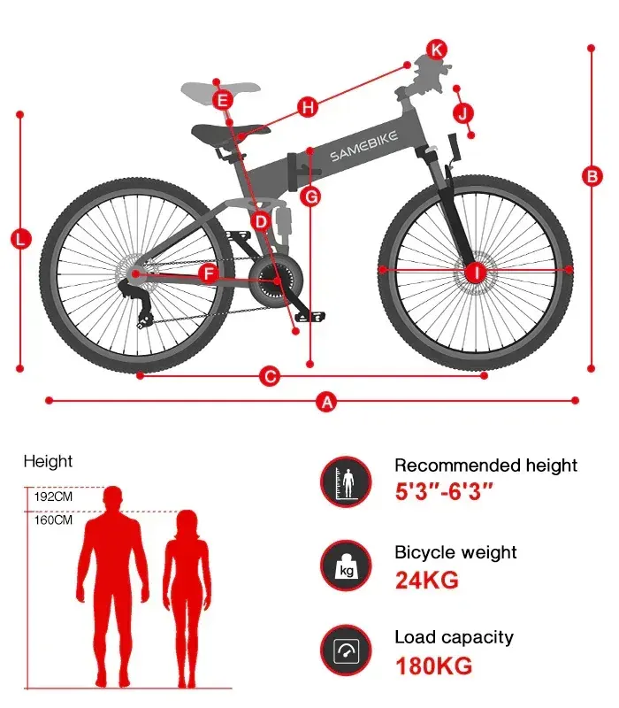 Samebike LO26-II-YD Bicicleta eléctrica plegable de montaña image 2