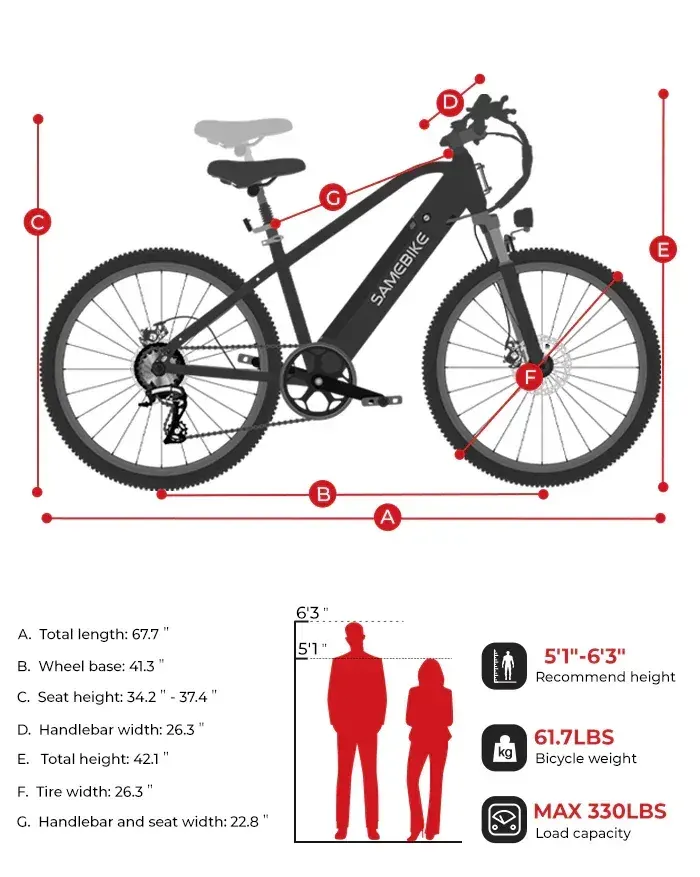 Samebike RS-A01 Bicicleta Eléctrica Urbana image 2