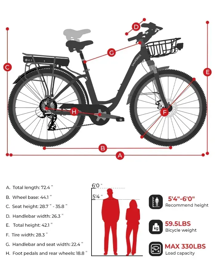 Samebike RS-A07 Bicicleta eléctrica urbana image 2