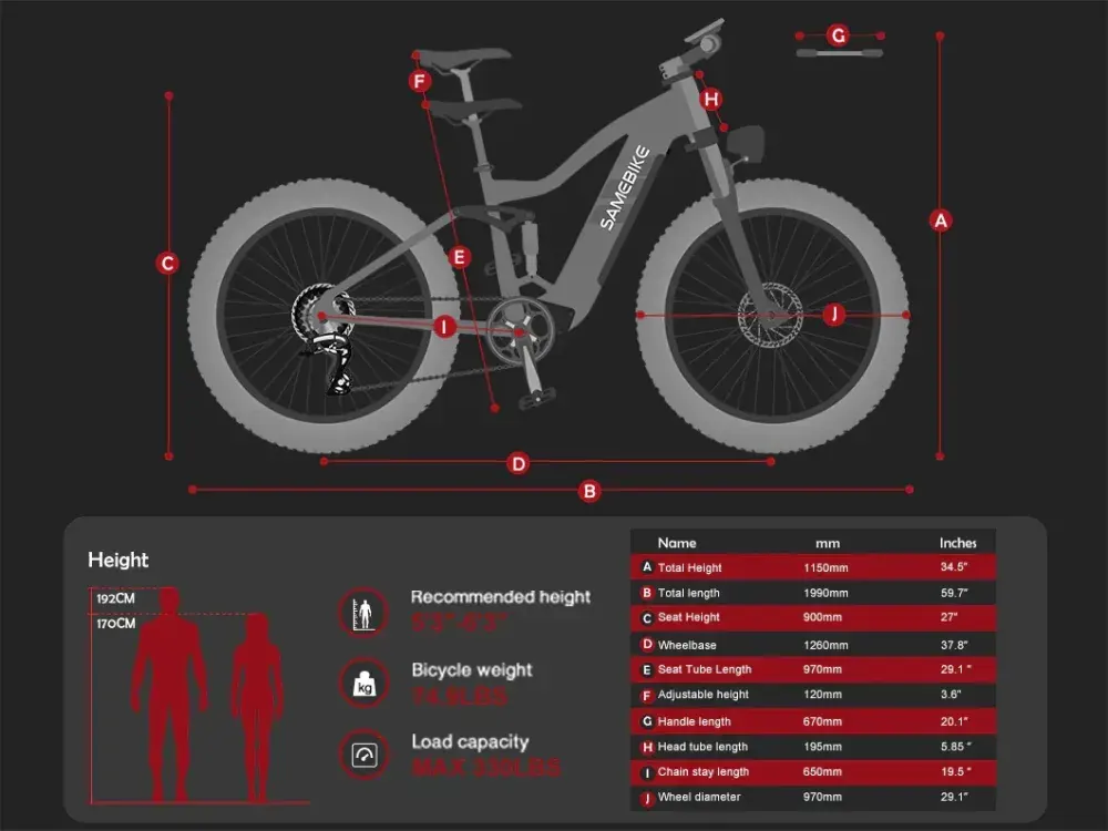 Samebike RS-A08-II Bicicleta Eléctrica Fat Tire de Montaña image 2