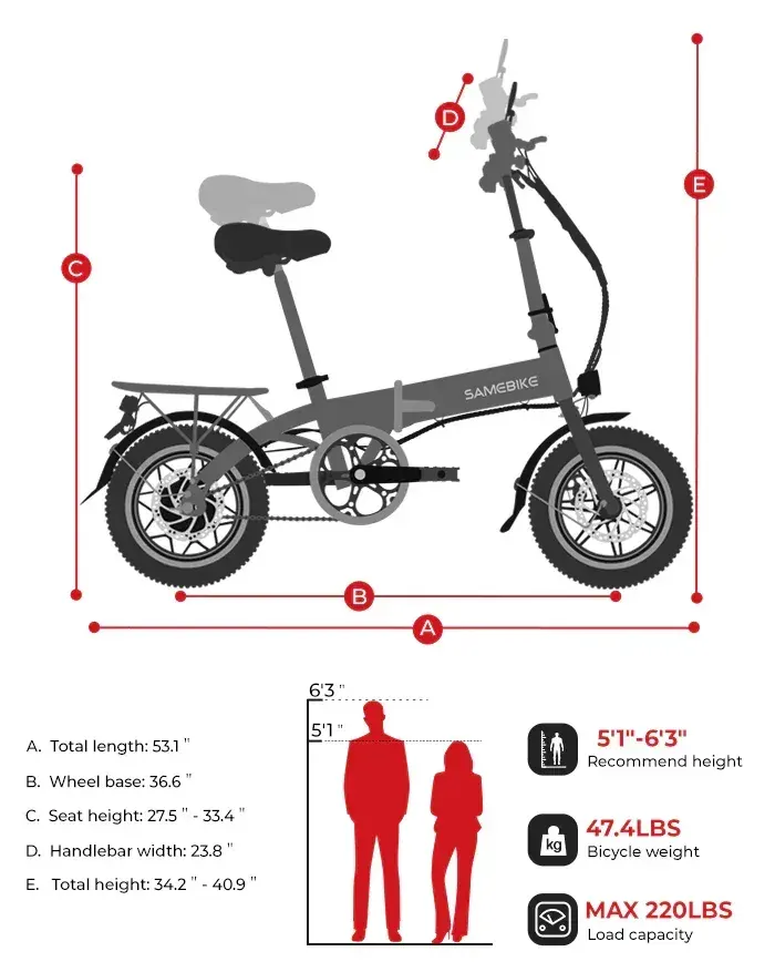 Samebike YINYU14 Bicicleta Eléctrica Plegable image 2