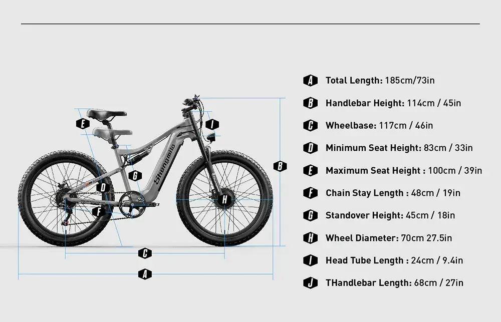 Shengmilo S600 bicicleta eléctrica de doble motor en vista lateral completa, con neumáticos gruesos y cuadro robusto.