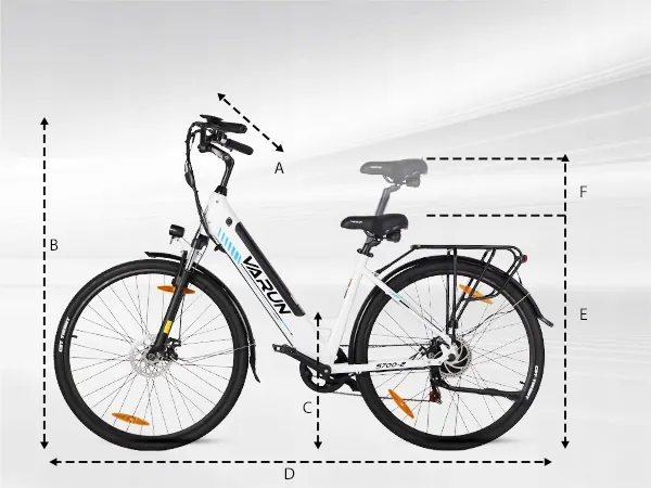 Bicicleta eléctrica VARUN S700-2 con carga máxima soportada de 150 kg