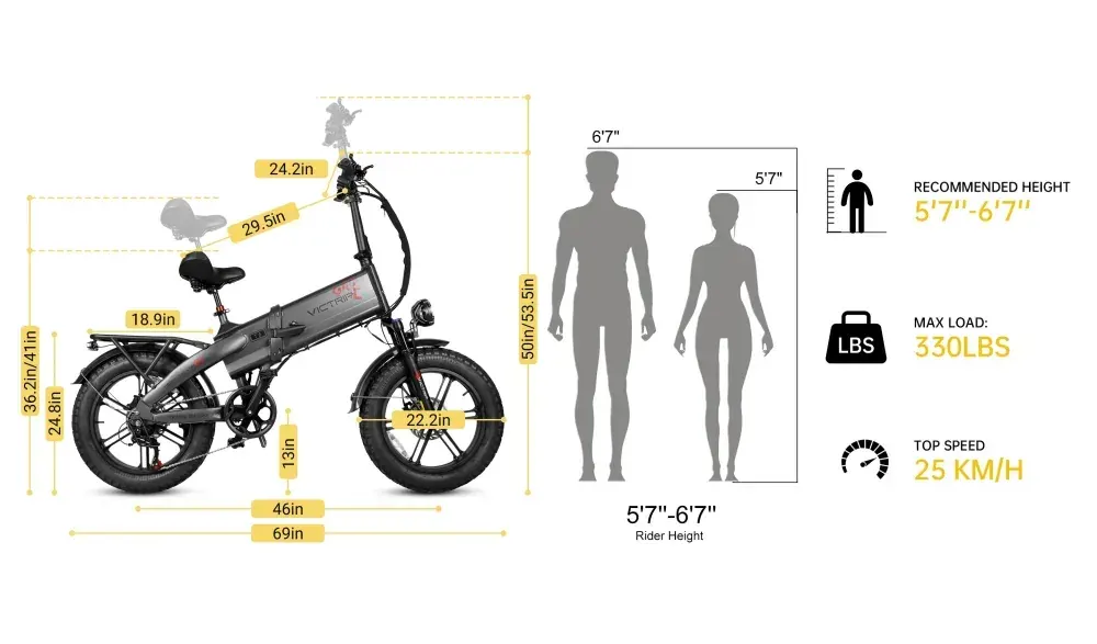 Victrip T6 Bicicleta Eléctrica Plegable de Larga Autonomía image 2