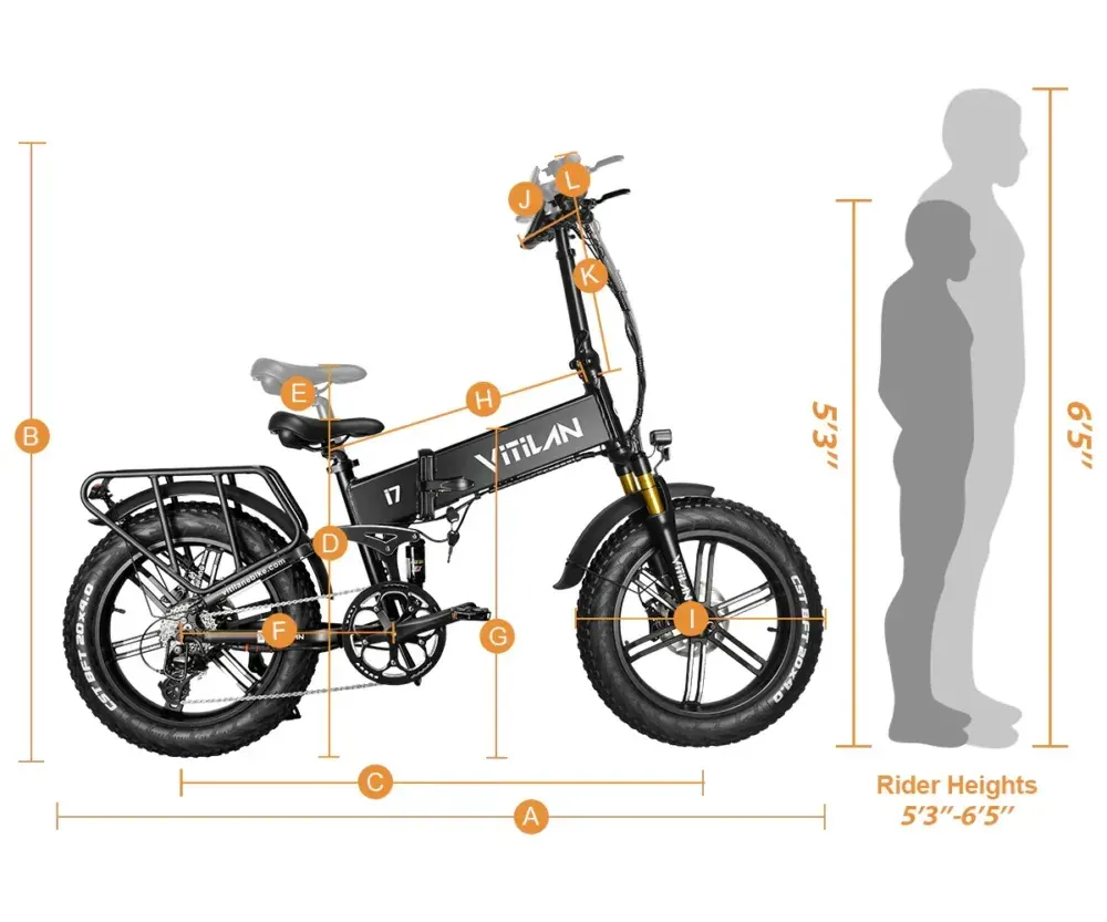Vitilan I7 Pro vista lateral completa, bicicleta eléctrica plegable con suspensión total y ruedas gordas.