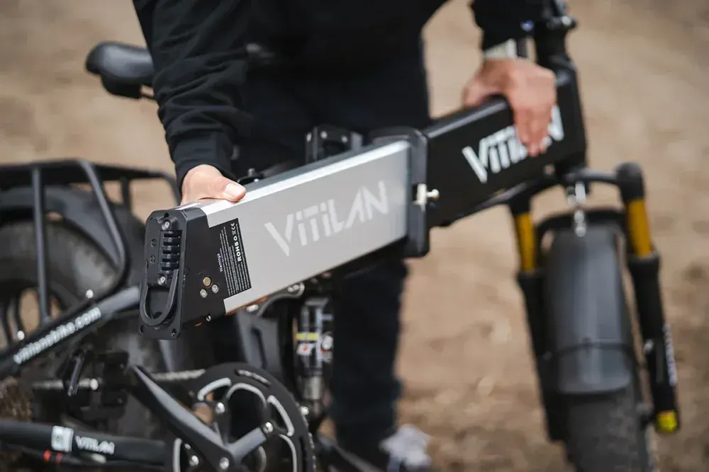 Vitilan I7 Pro plegada, compacta, con ruedas de 20x4 pulgadas y cuadro de aluminio.