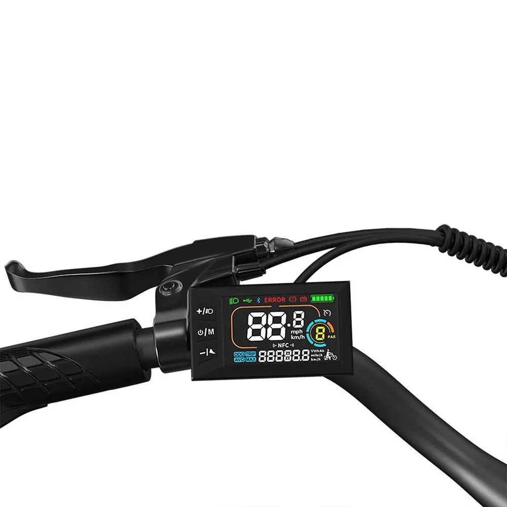Pantalla LCD de la VELOPRO C1 y puño izquierdo con el mando de los niveles de asistencia